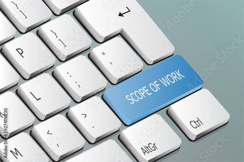 Fotografía scope of work written on the keyboard button