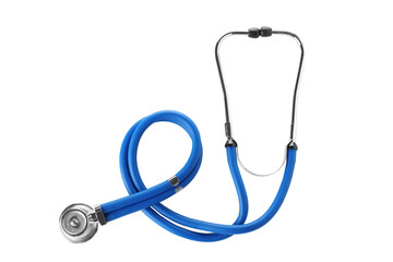 Modern stethoscope on white background. Medical device