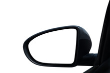 Blank Wing Mirror Of A Car . Isolated On White Background