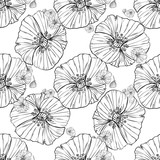 Fototapeta Młodzieżowe - Flower popies graphic design. Cute seamless vector tile pattern. Retro vintage. line popie flower surface design.