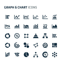 Graph & Chart Vector Icon Set. Fillio Black Icon Series.
