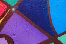 Detail Of An Anonymous Street Graffiti With Many Colors, Cheerful Urban Background.
