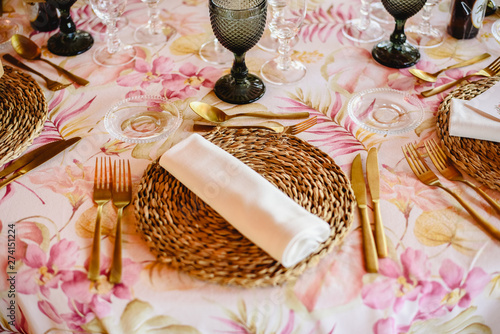 Outdoor Tables For An Elegantly Decorated Wedding Reception With