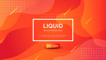 Canvas Print - orange liquid color background. dynamic textured geometric element design with dots decoration. mode