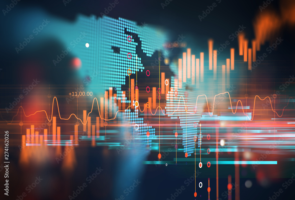 technical financial graph on technology abstract background Stock ...