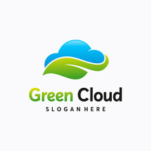 Green Cloud Technology Logo Designs Concept Vector, Online Farm Logo Symbol