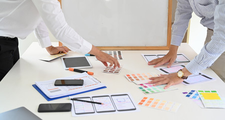 UI Designer team designing  UX layout app development..