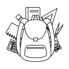 Sticker - school bag with supplies icons