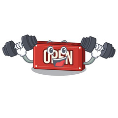 Wall Mural - Fitness open sign in the mascot shape