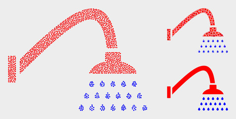 Wall Mural - Dot and mosaic shower icons. Vector icon of shower organized of random circle items. Other pictogram is designed from small squares.