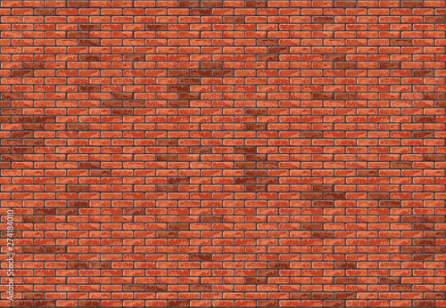 Red Brick Wall Seamless Background - Colored Pattern or Texture for Your Grap...