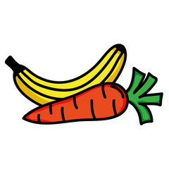 Poster - fresh banana fruit and carrot