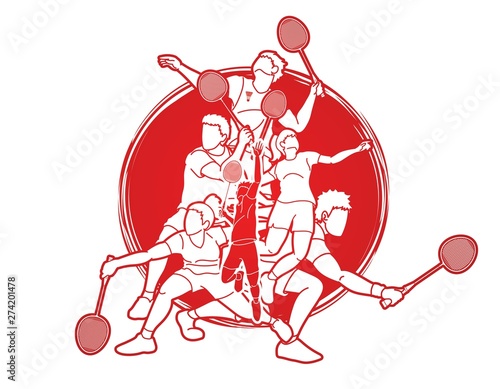 Plakaty Badminton  badmintona-dzialania-kreskowka-wektor-graficzny