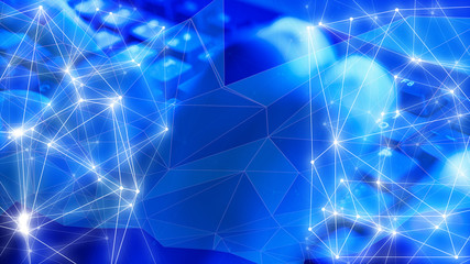 Wall Mural - new technology algorithm programming, abstract geometrical shapes connection