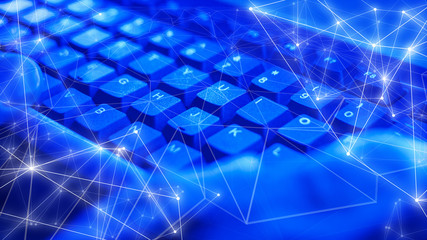 Wall Mural - digital world neural network machine learning new algorithm, triangles lines and dots