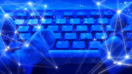 Wall Mural - cyber security threat, bank office cyber security, abstract shapes connection