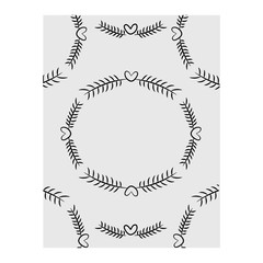 Poster - wreath leafs with hearts frame boho style