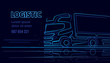 Logistic/truck driver/delivery service business card template in neon style. Vector, text outlined and only for preview. 