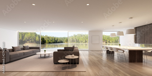 Perspective Of Modern Luxury Living Room With Grey Sofa And