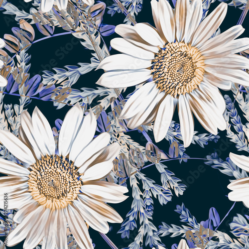 Chamomile seamless pattern.