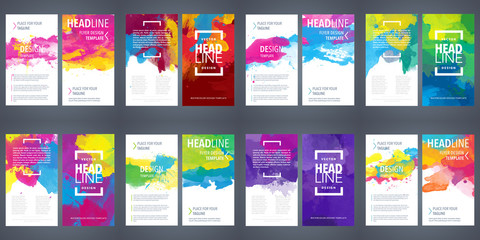 Wall Mural - printbrochure template layout, flyer cover design with watercolor background.