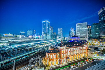 Sticker - tokyo city skyline, famous tokyo station in japan