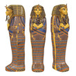 Egyptian Pharaoh Mummy Coffin Isolated