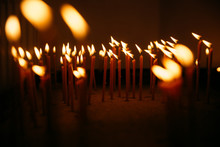 Close-up Of Candles In A Church