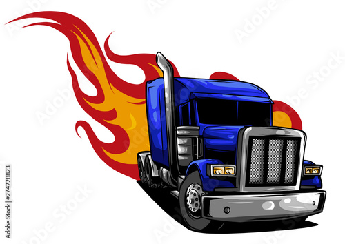 Vector Cartoon Semi Truck. ...