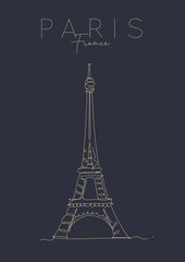 Sticker - Poster paris eiffel tower dark