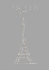 Wall Mural - Poster paris eiffel tower grey