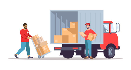 Poster - Moving house service flat vector illustration