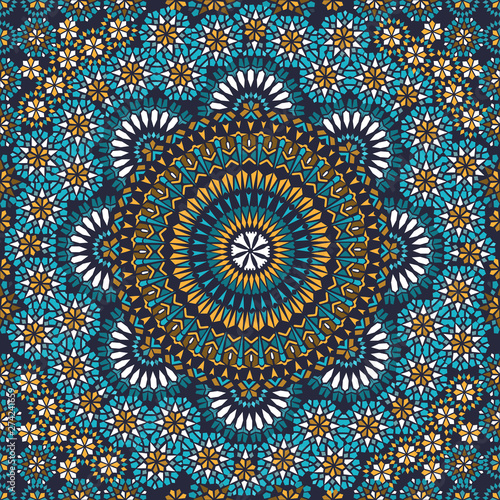 Fotomural Decorative colorful seamless pattern in mosaic ethnic style