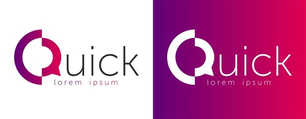 Quick lettering vector sketch logo. design logo quick with abstract Q. letter Q logo