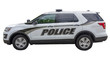 © Noel - Side view of isolated black and white police sport utility vehicle.