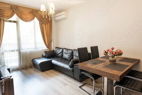 Open Space Living Room New Home Room With Brown Color Tone