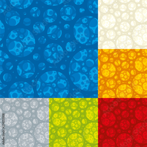 Seamless foam texture in six different colors.