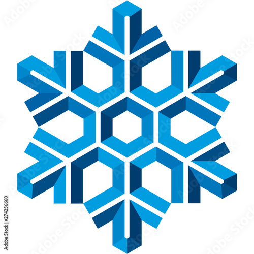 Frozen snowflake icon in blue tones. Isolated.