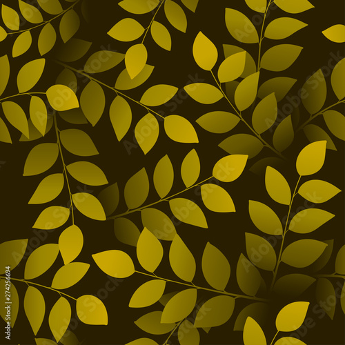 Seamless golden branch texture over dark background.