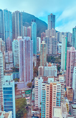  Residential buildings in the city center. Hong Kong.