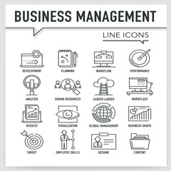 Wall Mural - BUSINESS MANAGEMENT LINE ICONS