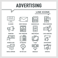 Wall Mural - ADVERTISING LINE ICONS