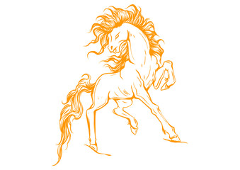 Sticker - Vector silhouette of a running horse illustration