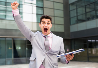 Businessman expressing satisfaction