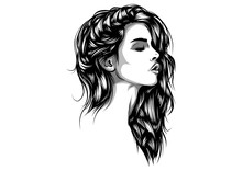 Beautiful Woman Face Hand Drawn Vector Illustration Sketch