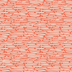 Hand drawn dense basket weave design in random geometric layout. Seamless vector pattern on orange background. Great for wellbeing, cosmetic, food products, summer, packaging, stationery, texture