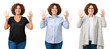 © Krakenimages.com - Collage of middle age senior woman over white isolated background showing and pointing up with fingers number ten while smiling confident and happy.
