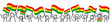 Bolivia flag, crowd of stick figures with Bolivian national flags banner