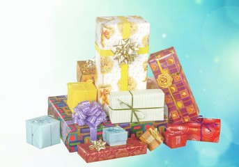 Poster - Cute gift boxes on white background