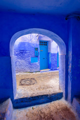 Wall Mural - Sightseeing of Morocco. Beautiful blue medina of Chefchaouen town in Morocco